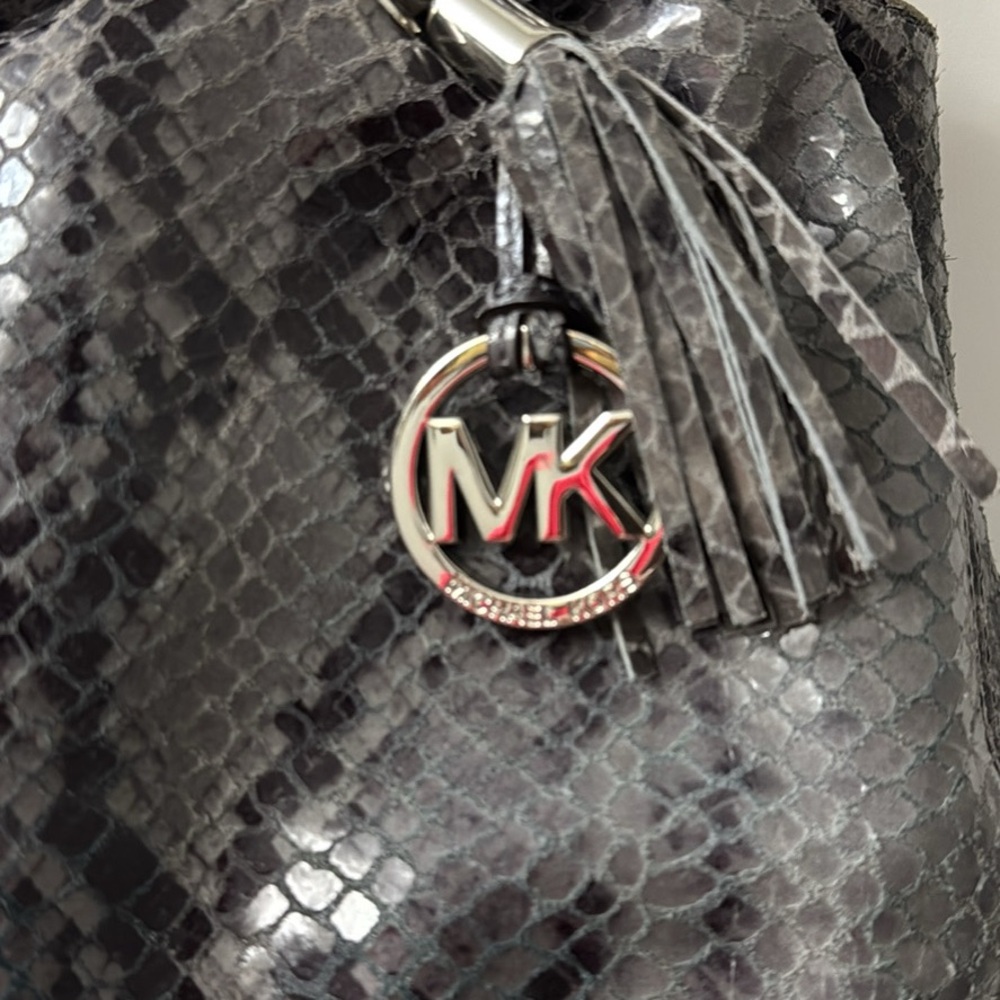 Michael Kors Gray Snake Print Shoulder Bag